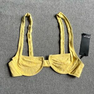 NWT Nasty Gal Yellow Textured Daisy Bikini Top Size XS/S/4